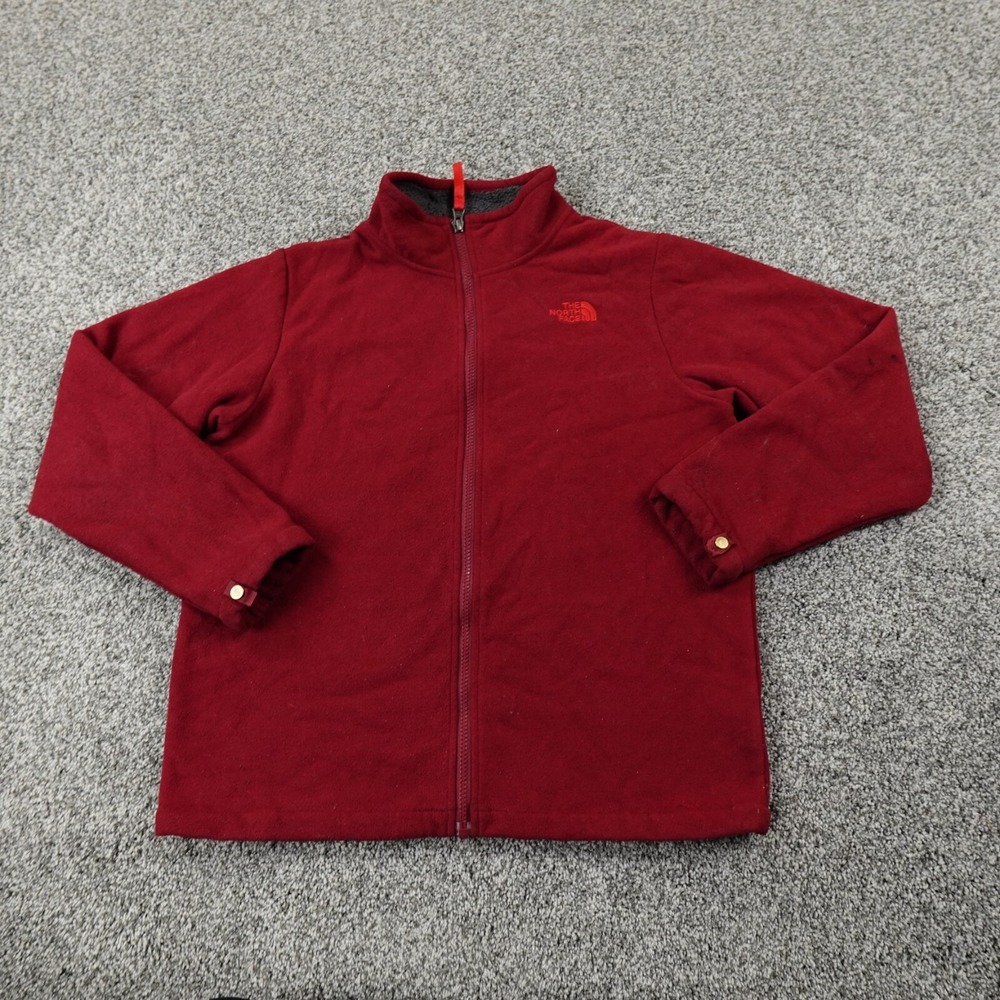 North Face Sweater Boys Large‎ 14/16 Red Fleece Outdoor Zip Sweatshirt Casual